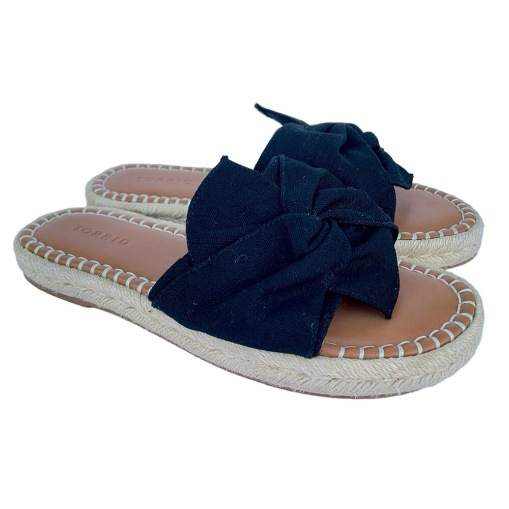 Torrid Black Bow Slide Espadrille Size 9 (WW)